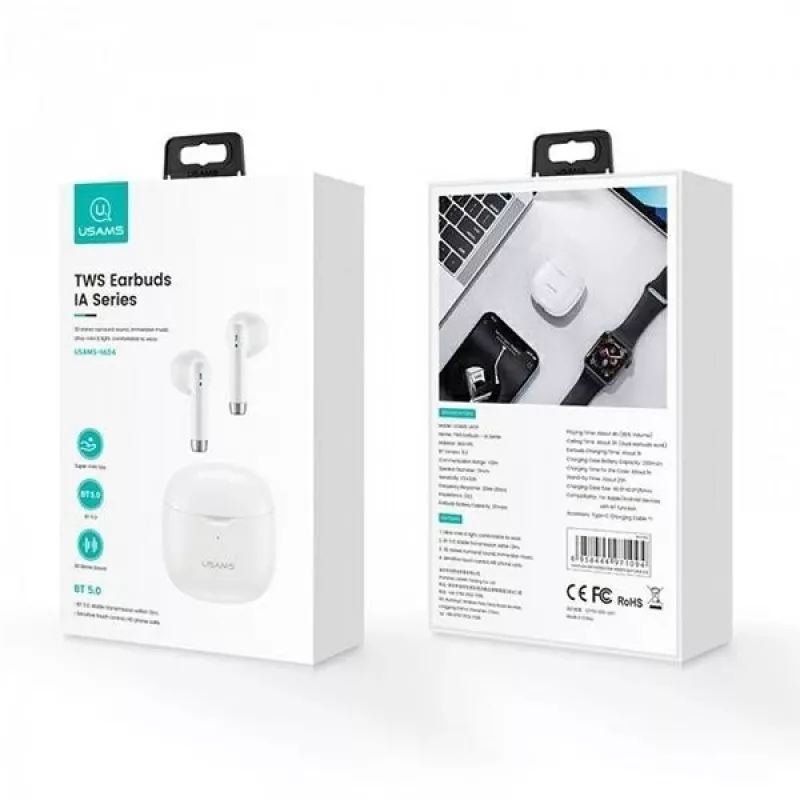 Auscultadores Bluetooth Usams TW S 5.0 IA Series branco
