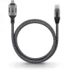 Cabo Ethernet USB-C 3.2 Gen2 macho > RJ-45 macho, adaptador LAN preto/prateado, 2 metros, revestimento têxtil entrançado