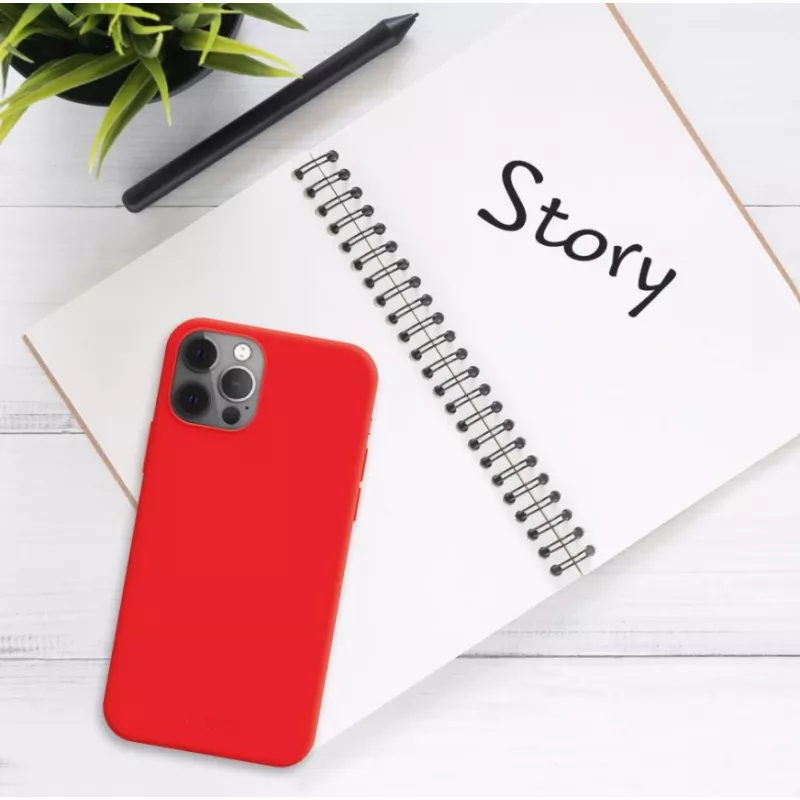 Capa traseira FIXED para Apple iPhone 16 Pro, superfície emborrachada, vermelho