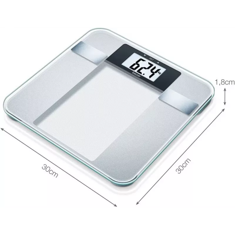Balança de pessoas eletrónica Beurer BG 13 Square cinzento, transparente