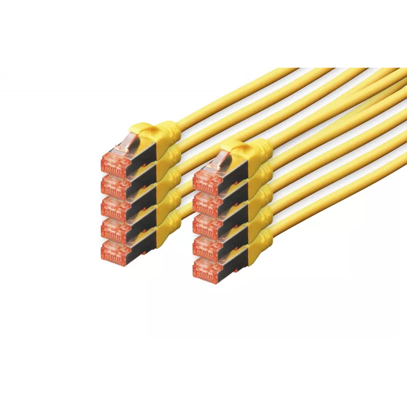 DIGITUS Cabo de rede CAT6 S/FTP, 5 m, amarelo, pack de 10