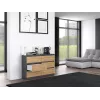 Cómoda top e shop M6 120 — antracite/carvalho, 6 gavetas, 1200×300×770 mm, aglomerado