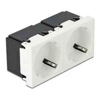 Tomada de parede DELOCK 81423 — CEE 7/3, 16 A, 250 V, branco, ABS/PC, 45×90 mm