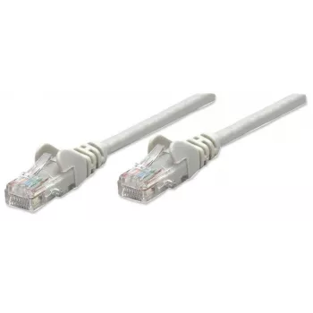 Cabo de rede patch Intellinet, Cat5e, 1 m, cinzento, CCA, U/UTP, PVC, RJ45, contactos banhados a ouro, snagless, com botas, garantia vitalícia
