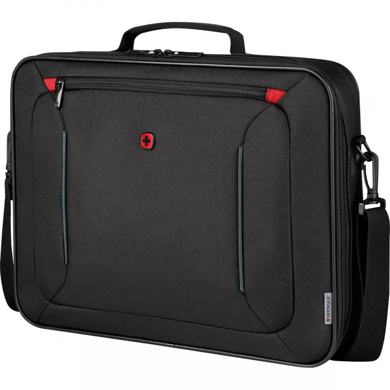 Mala para portátil Wenger BQ 16 Clamshell — capa preta repelente à água para portáteis de 16 polegadas, capa de proteção robusta