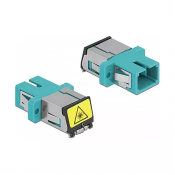 Acoplador de fibra ótica DeLOCK 86890 SC simplex fêmea para SC simplex fêmea multimodo aqua