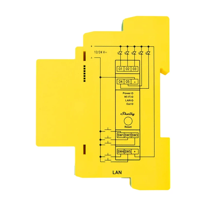 Controlador de iluminação para calha DIN Shelly RGBWW Pro WiFi 5 canais