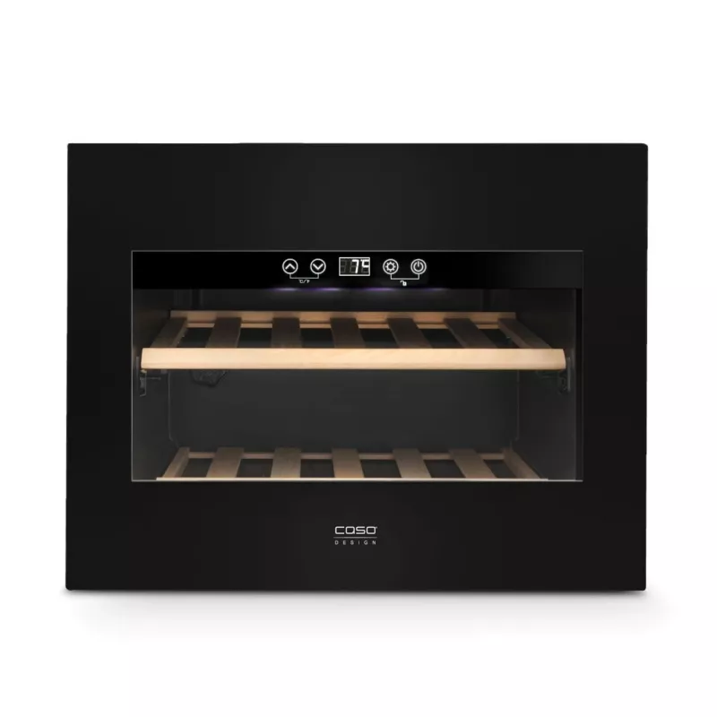 Garrafa de vinho de encastrar Caso WineDeluxe E 18 — 18 garrafas, altura 46 cm, preto, classe energética G