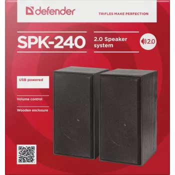 Altifalantes de secretária DEFENDER SPK-240 com fios, 2.0, 6 W RMS, alimentação USB, 3,5 mm, preto