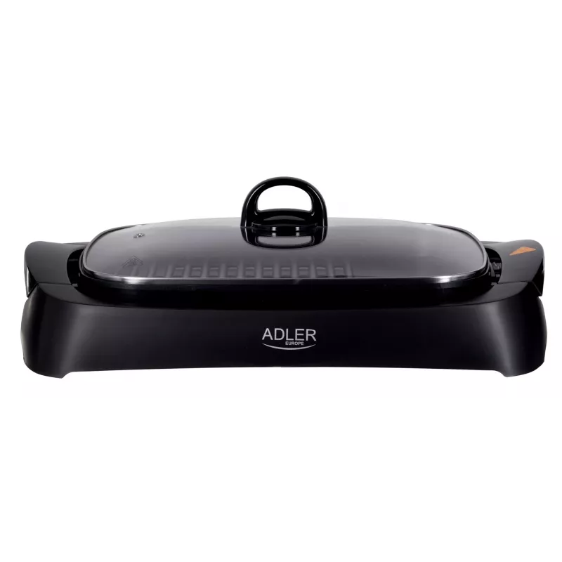 Grelhador elétrico de mesa Adler AD 6610, 3000 W, preto, grelha+placa retangulares de zonas duplas