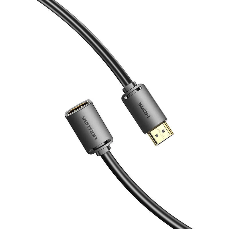 Cabo HDMI Vention AHCBD 0,5 m, HDMI tipo A macho para HDMI tipo A fêmea, HDMI 2.0, contactos dourados, preto