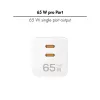 Adaptador de tomada USB duplo 65W, 2xUSB-C, branco