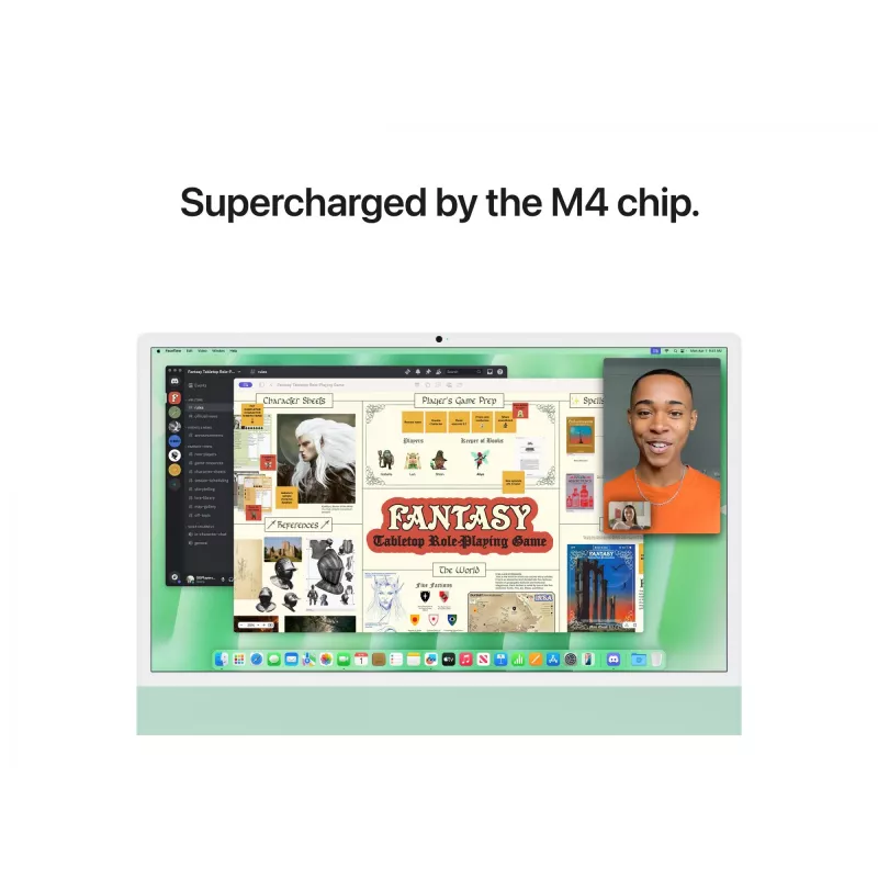 Apple iMac 24" Retina 4.5K, M4 (CPU de 10 núcleos / GPU de 10 núcleos), 16 GB RAM, 512 GB SSD, vidro padrão, Touch ID, teclado alemão, Gigabit Ethernet, Magic Mouse, verde (MWV03D/A)