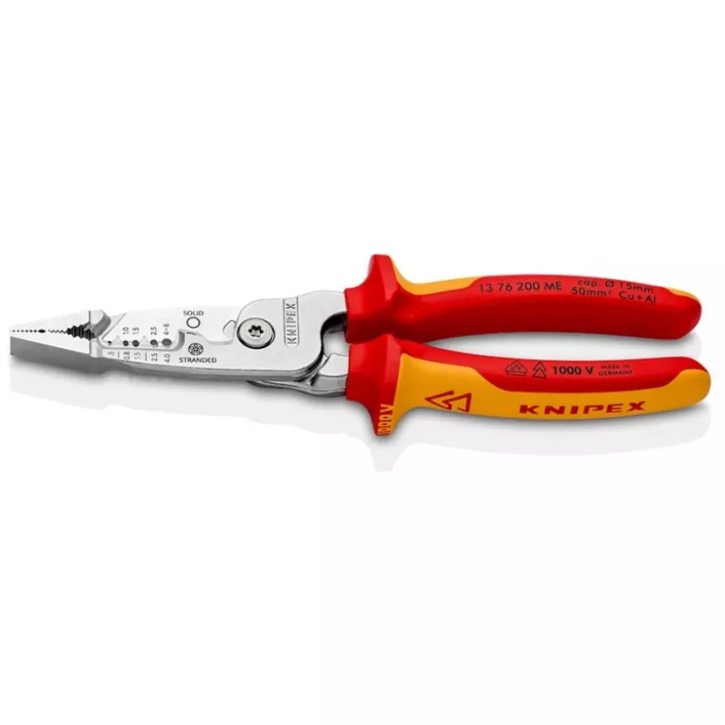 Descarnador de cabos Knipex 13 76 200 ME capacidade de descarnar 6 mm vermelho aço inoxidável amarelo