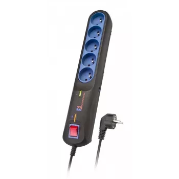 Régua de tomadas Lestar LFT 2005 — 5 tomadas Type F, cabo de 2,5 m, cinzento/preto