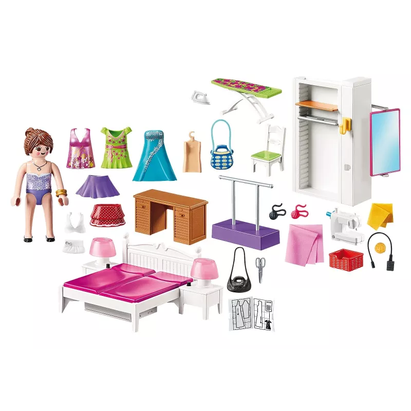 Playmobil Casa de bonecas conjunto de brincar com figuras – Quarto com canto de costura 70208