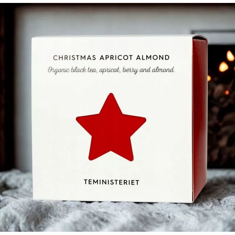 Teministeriet Christmas Apricot Almond chá preto em folhas soltas, 100 g