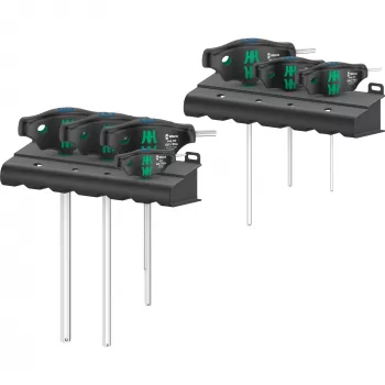 454/7 HF Conjunto 1 Chaves de fendas com punho transversal + suporte, 7 peças (preto/verde, com função de retenção)