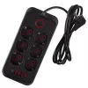 Extensão elétrica MACLEAN MCE389 B — 6 tomadas, 4×USB-A + 1×USB-C, 110–240V, 2,1A, 2500W, cabo de 1,5 m, preto