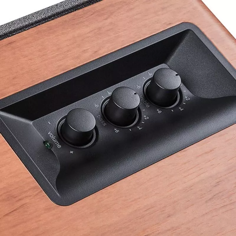 Sistema de altifalantes ativos de estante Edifier R1280T com controlo remoto e entradas RCA duplas - Brown Wood