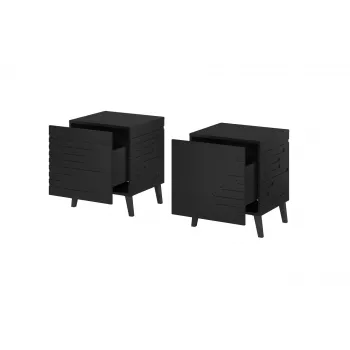 Mesa de cabeceira cama meble NOVA 44x40x52 cm preto mate — 1 gaveta, estrutura 16 mm