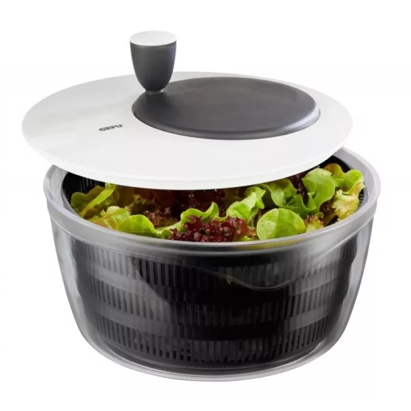 Centrifugadora de salada GEFU Rotare com manivela, capacidade 3 L, caixa de plástico, preto/branco, adequada para máquina de lavar louça
