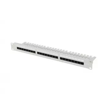PATCH PANEL 24 PORTAS 1U 19 CAT.5E UTP COM ORGANIZADOR DE CABOS CINZENTO LANBERG