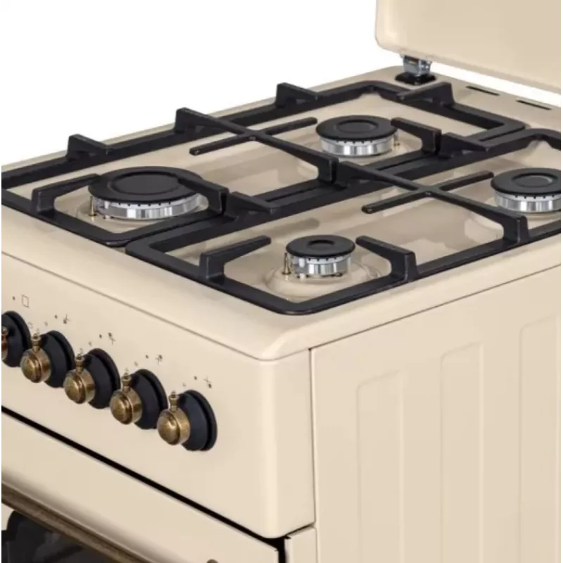 Fogão a gás e elétrico MPM MPM-56-KRM-14, 56 cm, 4 queimadores a gás, forno elétrico, creme