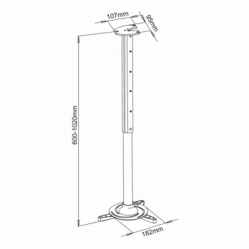 Sbox suporte de teto para projetor max336mm 15kg PM-102XL