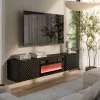 Móvel de TV Cama Meble LARA 183x35x37 cm preto mate com lareira elétrica incorporada