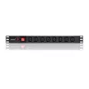 Qoltec 53998 Régua de tomadas para RACK 19 | 1U | 10A | PDU | 8xIEC C13 | 2m