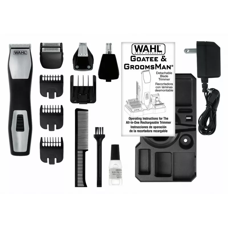 Aparador de barba Wahl GroomsMan Pro Battery Preto Aço inoxidável 0,7 mm 3 cm