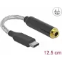 Cabo de áudio móvel DeLOCK 66302 USB-C preto 0,125 m