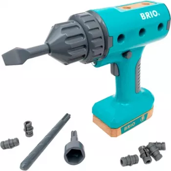 Brinquedo aparafusadora sem fios BRIO Builder modelo 63460000 — design realista, ferramenta a pilhas