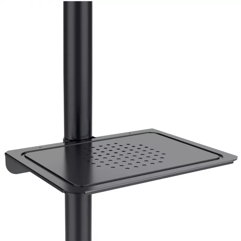Maclean MC-949 suporte móvel com rodas para TV de 32–55 polegadas, VESA 75×75–400×400, máx. 25 kg, altura 149,5–154,5 cm, inclinação +5°, prateleira, preto