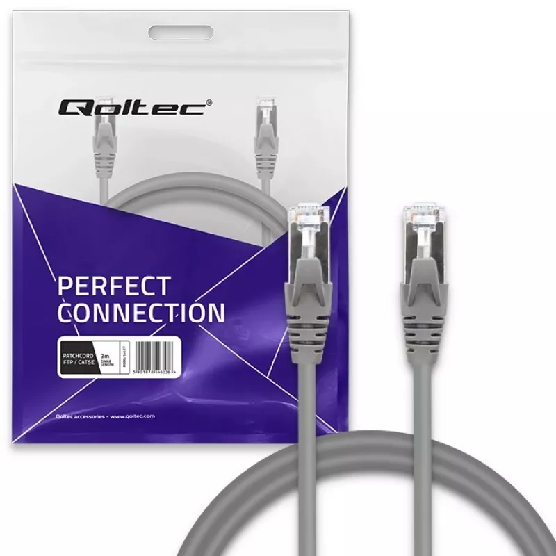 Cabo de rede QOLTEC 54528 2xRJ45 CAT5e 3m preto