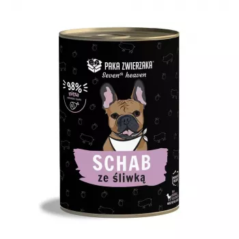 Comida húmida para cães PAKA ZWIERZAKA Seventh Heaven Porco com Ameixa 400 g, lata, cães adultos, 83,1 % humidade