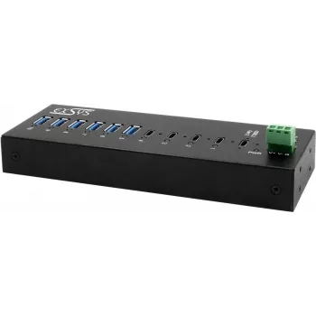 EXSYS GmbH Hub USB 3.2 Gen 2x1 de metal 10 portas, 4x USB-C + 6x USB-A (EX-12280HMS)