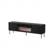 Móvel de TV Cama Meble CORTINA 180x40x60 cm preto com lareira preta