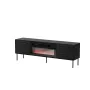Móvel de TV Cama Meble CORTINA 180x40x60 cm preto com lareira preta