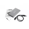 Caixa externa para HDD/SSD NATEC Rhino GO — 2,5 polegadas SATA, 9,5 mm, USB 3.0, alumínio, cinzento, até 4 TB