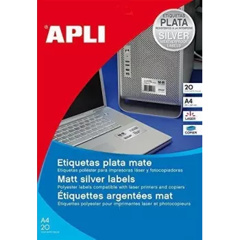 Etiqueta agipa 10070 poliéster prateado 63,5 x 29,6 mm resistente às intempéries e à sujidade
