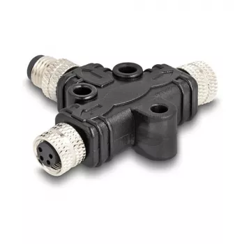 Divisor de cabo DeLOCK M8 T-splitter codificação A 4 pinos 1 x macho para 2 x fêmea