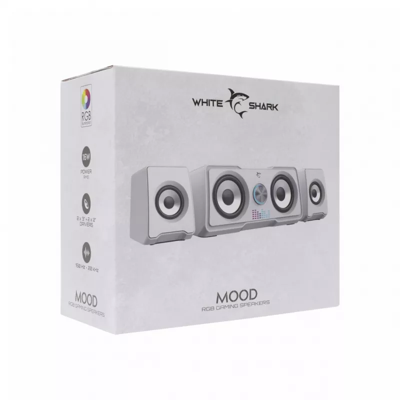 Sistema de altifalantes White Shark GSP-968 Mood RGB Gaming 2.2 Branco