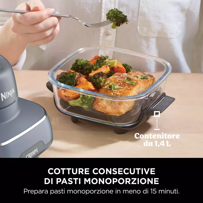 Ninja CRISPi Single 3,8 L 1700 W Fritadeira de ar quente Azul, Cinzento, Transparente