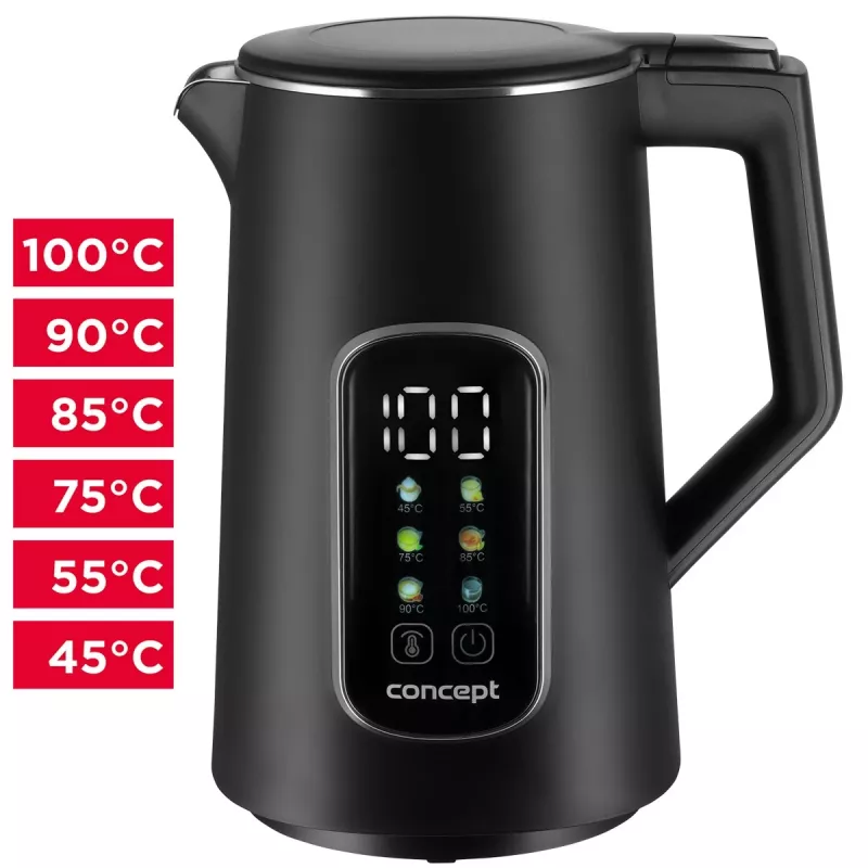 Chaleira elétrica Concept Solution RK3385 com controlo de temperatura, capacidade 1,7 L