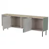Cómodas cama meble FELLINI 2000×400×700 mm, verde-oliva com tampo de carvalho oleado, estrutura MDF