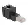Adaptador DeLOCK ficha RJ45 para conector fêmea RJ45 Cat.6A angular 90° (para cima) preto