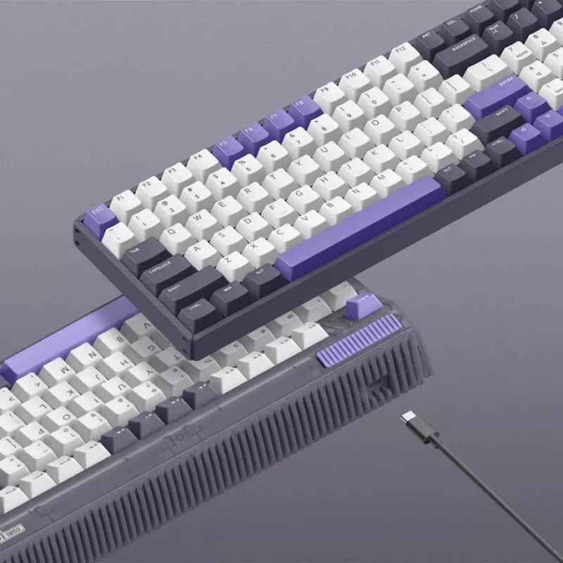 IQUNIX F97 Lavandin teclado gaming sem fios, RGB, switches MX Red, US