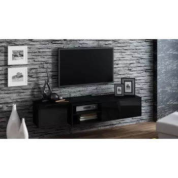Móvel de TV Cama SIGMA1 180 preto/preto brilhante